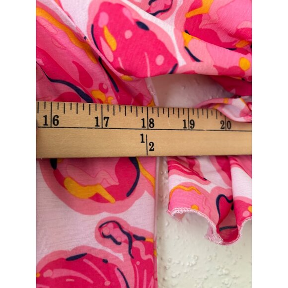 Simply Southern Pink Floral Off-Shoulder Dress W/ Tassels Medium - Picture 8 of 10